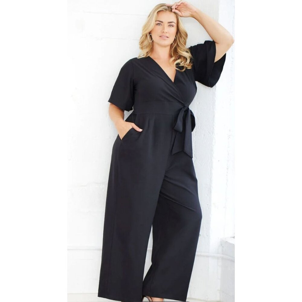 Kiyonna Charisma Crepe Jumpsuit w/ Pockets Black Size 2X NWT $168 [jb] - Picture 6 of 12